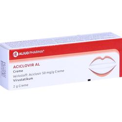Eine Verpackung von Aciclovir AL Creme mit einem Lippen-Symbol.